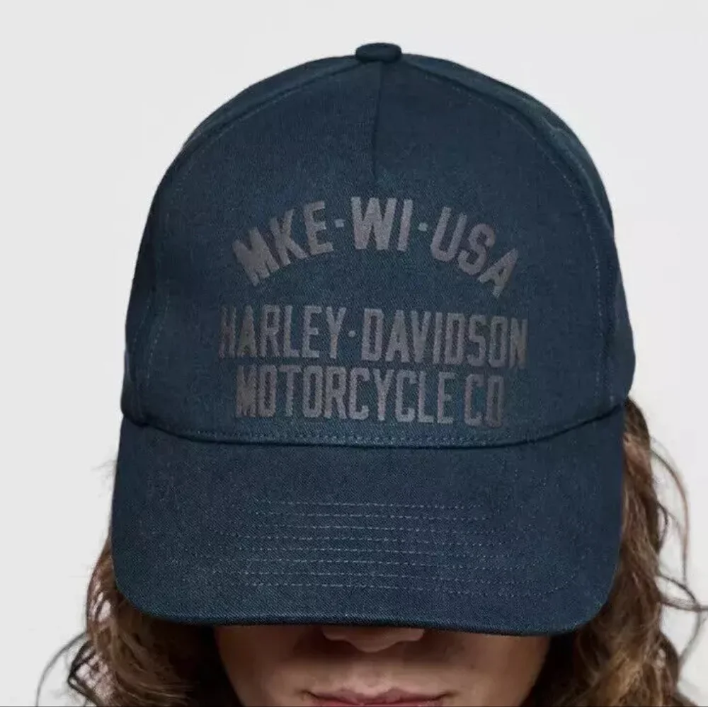 NWT HARLEY DAVIDSON TWILL HAT, PETROL, AUTHENTIC, ONE SIZE, UNISEX - Picture 1 of 5